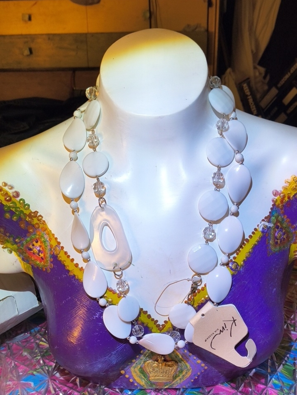 NWT Kim Rogers White Beaded Statement Necklaces